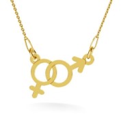 Entrepieza 2 anillas símbolo chica/chico  10.5x18.3 mm de Plata 925 dorado rosa x1