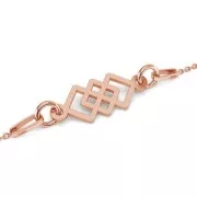 Entrepieza 2 anillas 3 cuadrados 17x6.5 mm de Plata 925 Dorado con oro fino x1