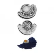 Entrepieza étnica con 2 anillas a personalizar 20 mm plateado antiguo