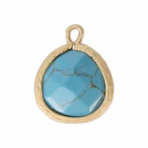 Colgante facetado de imitación piedra gemma 16 mm dorado satinado/Turquesa x1