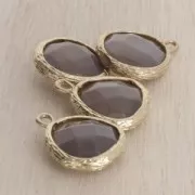 Colgante facetado de imitación piedra gemma 16 mm dorado satinado/Gris x1
