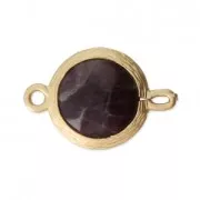 Entrepieza 2 anillas facetado de imitación piedra gemma 16 mm dorado satinado/Amethyst x1