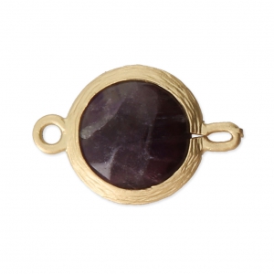 Entrepieza 2 anillas facetado de imitación piedra gemma 16 mm dorado satinado/Amethyst x1