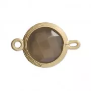 Entrepieza 2 anillas facetada de imitación piedra gemma 16 mm dorado satinado/Gris x1