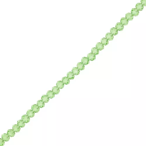 Cuentas facetadas redondas - redondas aplanadas 3x2 mm Transparente Verde Claro x35cm