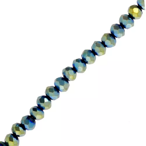Cuentas facetadas redondas - aplanadas redondas - 4x3,5 mm Iris verde x40cm