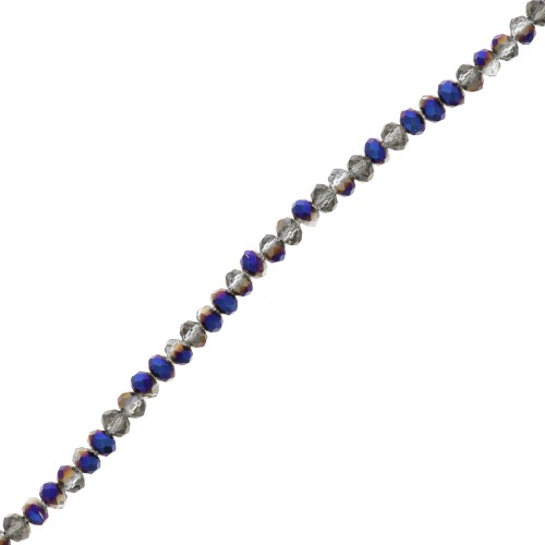 Redondas planas facetadas 2.2x2.9 mm Black Diamond Metallic Blue AB x40cm