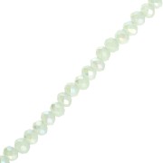 Cuentas redondas facetadas —redondas aplanadas— 3,5 x 3 mm, brillo verde agua, 31 cm