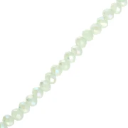 Cuentas redondas facetadas —redondas aplanadas— 3,5 x 3 mm, brillo verde agua, 31 cm