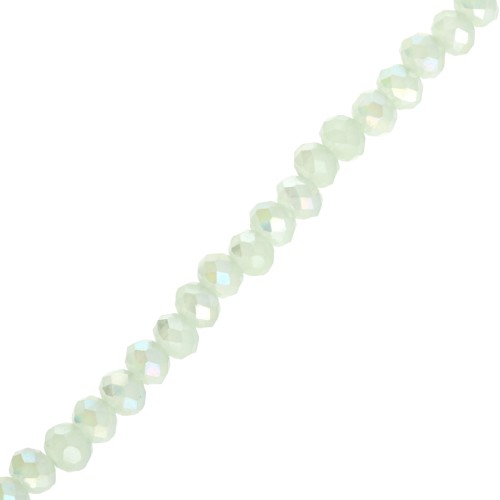 Cuentas redondas facetadas —redondas aplanadas— 3,5 x 3 mm, brillo verde agua, 31 cm