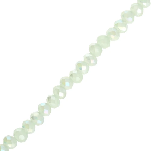 Cuentas redondas facetadas —redondas aplanadas— 3,5 x 3 mm, brillo verde agua, 31 cm