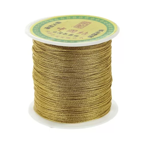 Hilo nilón trenzado metalizado 0.6 mm dorado x130 m