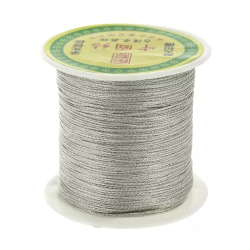Hilo nilón trenzado metalizado 0.6 mm plateado x130 m