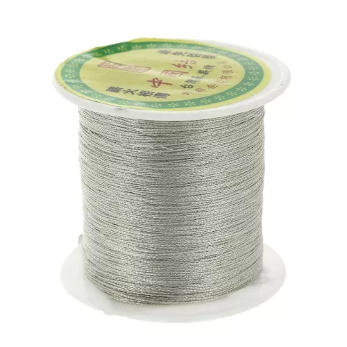 Hilo nilón trenzado metalizado 0.3 mm plateado x170 m