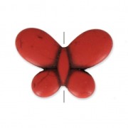 Cuenta Piedra Forma de Mariposa de imitación Howlite teñida 25x35 mm Rojo Coral x1