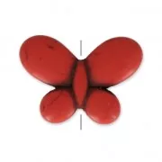 Cuenta Piedra Forma de Mariposa de imitación Howlite teñida 25x35 mm Rojo Coral x1