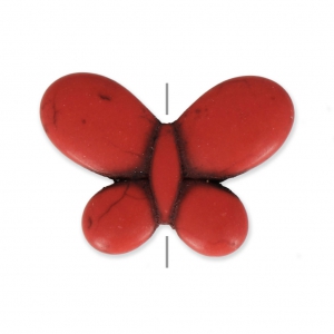 Cuenta Piedra Forma de Mariposa de imitación Howlite teñida 25x35 mm Rojo Coral x1