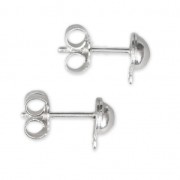 Pendientes media-bola 5 mm plata 925 x2