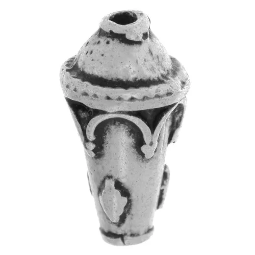 Cuenta cono de metal 15x9 mm plateado antiguo x1