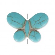 Cuenta Piedra Forma de Mariposa de imitación Howlite teñida 25x35 mm Turquesa x1