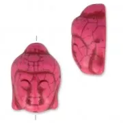 Cuenta Cabeza de Buda de imitación Howlite teñida 29.5x21 mm Rosa Eléctrico x1