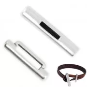 Cierre cilindro T 30 mm para cordón 10 mm plateado antiguo x1