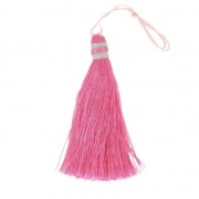 Borla pompón grande 90 mm para decoración o joyas Rosa/Plateado