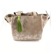 Borla pompón grande 90 mm para decoración o joyas Aqua/Plateado