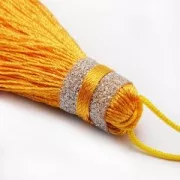 Borla pompón grande 90 mm para decoración o joyas Aqua/Plateado