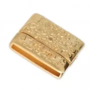 Cierre magnético motivo flor barroco 19.1x22.5 mm para cordón 20 mm dorado con oro fino x1