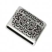 Cierre magnético motivo flor barroco 19.1x22.5 mm para cordón 20 mm plateado antiguo x1