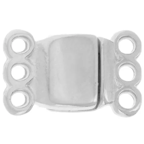 Cierre magnético de 3 filas 14x8,5 mm - Chapado Plateado Fino envejecido x1