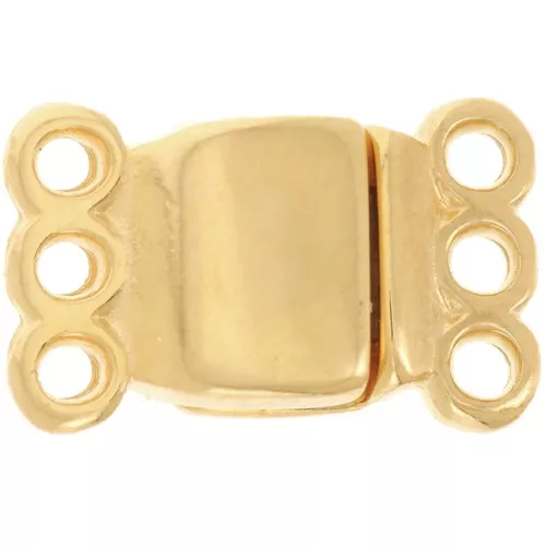 Cierre magnético de 3 filas 14x8,5 mm - Dorado con oro fino x1