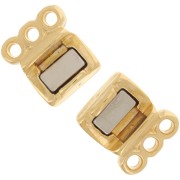 Cierre magnético de 3 filas 14x8,5 mm - Dorado con oro fino x1
