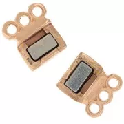 Cierre magnético de 3 filas 14x8,5 mm - Dorado rosa x1