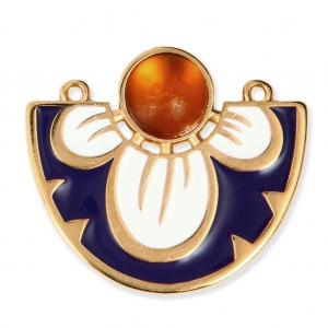 Entrepieza/Colgante 2 anillas motivo flor de resina epoxi 35x31 mm Dorado con oro fino