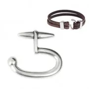 Cierre gancho 17.5x20 mm para cordón 5 mm plateado antiguo x1