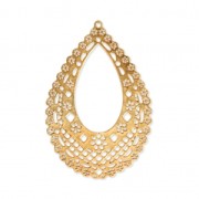 Colgante gota calada motivo con flores 49x33 mm Dorado con oro fino x1|raw }}