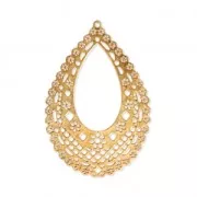 Colgante gota calada motivo con flores 49x33 mm Dorado con oro fino x1