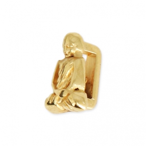 Cuenta pasador de metal Boudha para cordón plano 5 mm Dorado con oro fino x1