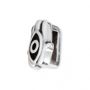 Cuenta pasador de metal Mano de Fatma par cordón 5 mm Chapado Plateado envejecido x1