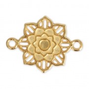 Entrepieza de metal 2 anillas diseño rosetón 27 mm Dorado con oro fino x1