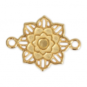 Entrepieza de metal 2 anillas diseño rosetón 27 mm Dorado con oro fino x1