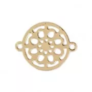Entrepieza filigranada 2 anillas motivo flor 13x10  mm dorado x1