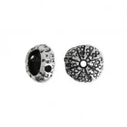 Cuenta de metal erizo de mar 11x5 mm Chapado Plateado envejecido x1