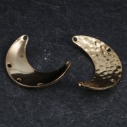 Entrepieza media luna 5 agujeros 13x19 mm chapado en plata fina x1