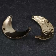 Entrepieza media luna martillada 5 agujeros 13x19 mm dorado rosa x1