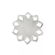 Entrepieza calada con forma de rosetón 15 mm chapado en plata fina x1