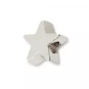 Cuenta pasante estrella 6x6 mm para cordón 1 mm chapado en plata fina x1