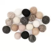 Surtido de cuentas / bolas de lana cubiertas con fieltro 15 mm Mix Natural x20